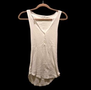 NWOT Project Social T Top S Asymmetrical Fitted White Tank Sleeveless Henley